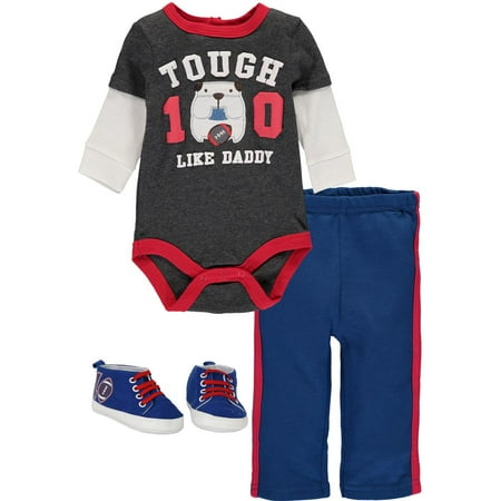 Bon Bebe Baby Boys 0-9 Months Football Puppy Shoe Pant Set (Grey 6-9 Months)