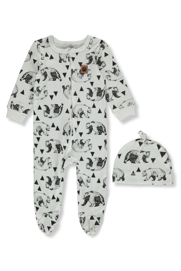 Baby Boys' 2-Piece Bears Coveralls Set Color: white Size: 0 - 3 months