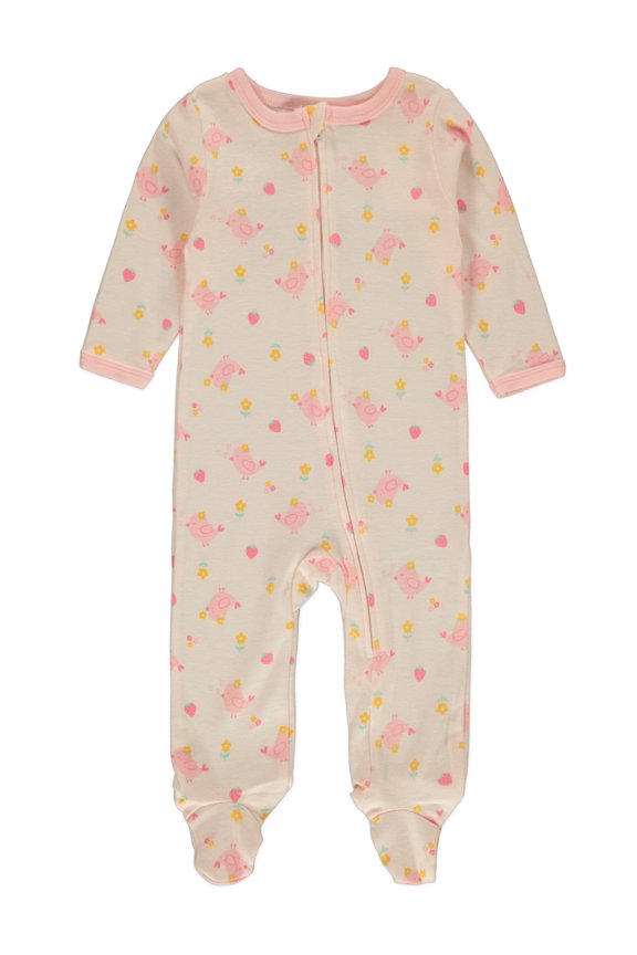 Baby Girls' Flower Footed Coveralls Color: pink Size: 3 - 6 months