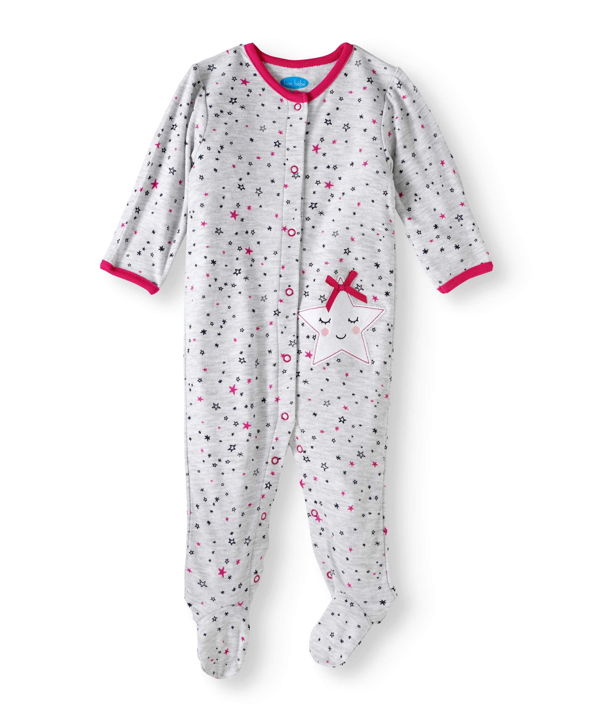 Bon Bebe Newborn baby girl footed sleep 'n play with mitten cuffs