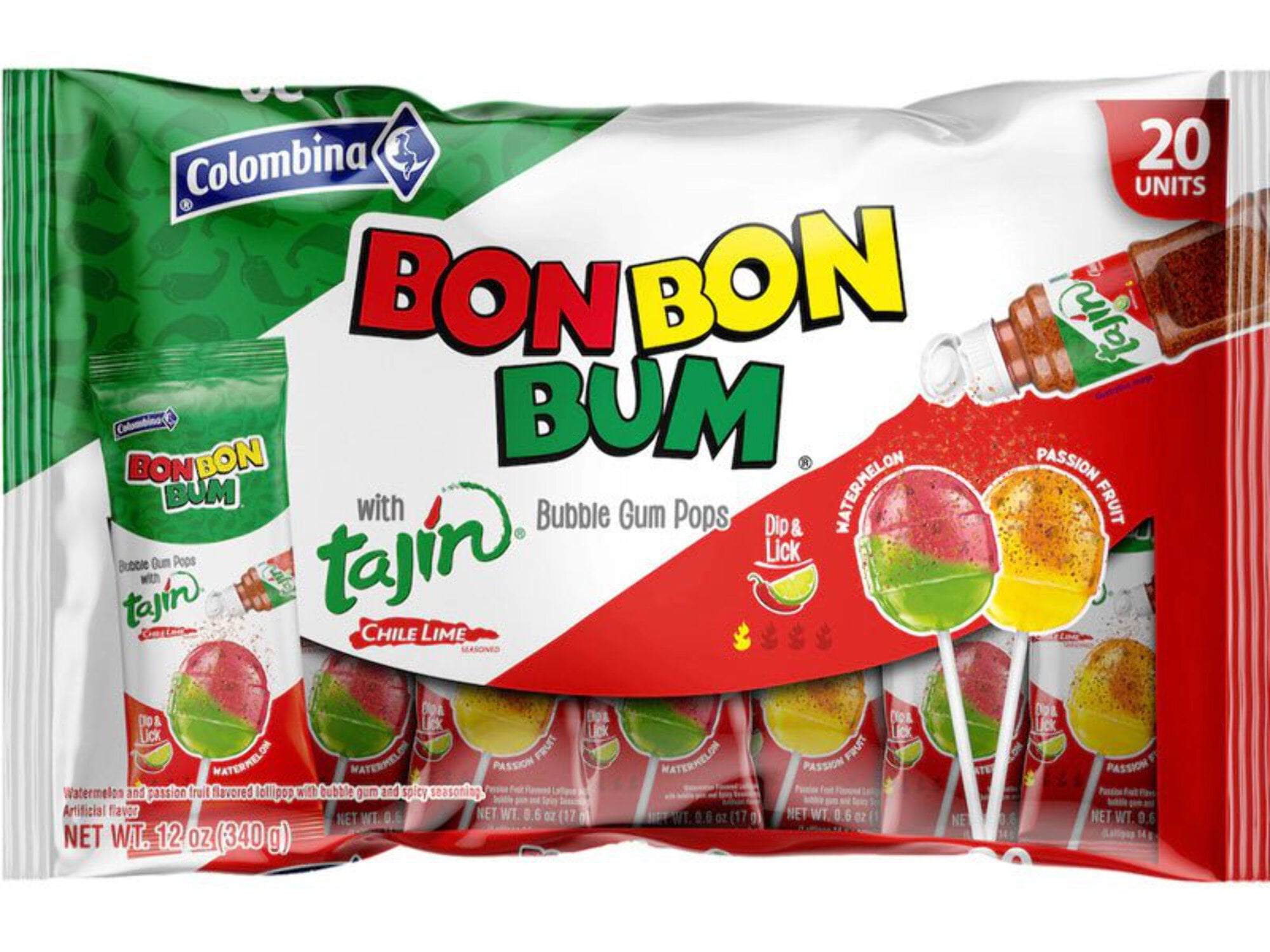 Bon Bon Bum Maracuyá Sandía con Tajín – 20 Pack (340g / 11.99 oz