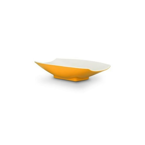 Bon Chef 12 x 6.75 x 2.75 in. Melamine Curves Bowl with Yellow Outside & White Inside, 32 oz - 1 quart