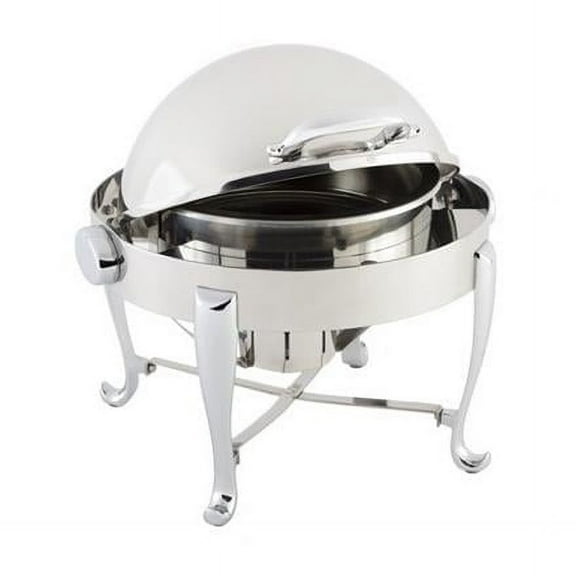 Bon Chef 19114CH 3 quart Petite Round Chafer Sleek Line with Roman Legs & Chrome Trim, 15.37 x 15 x 14.75 in.