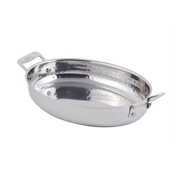 Bon Chef 60002HF 12 x 9.12 x 2.37 in. Cucina Oval Augratin Hammered, 2.5 quart