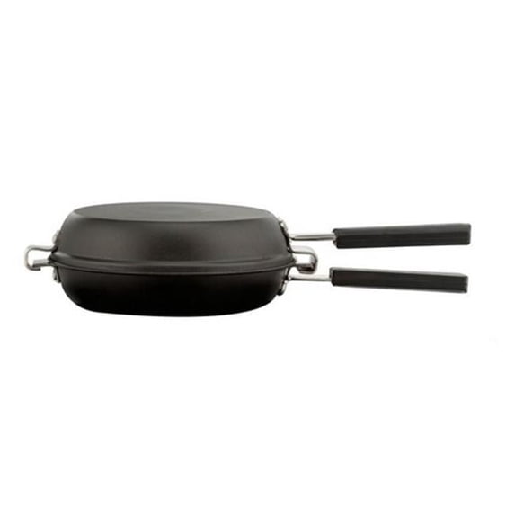 Bon Chef 61274 8.62 x 3.25 x 6.25 in. 1 Min Omelet Pan with Black Nonstick Locking Upper & Lower Pan with Rubber Sleeve Handles