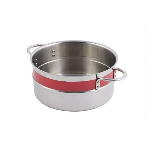 Bon Chef 62299NCRED 7 x 3.12 in. Classic Country 0.5 Color Singlewall 1.7 quart Pot No Cover Riveted Handle, Red - 22 oz