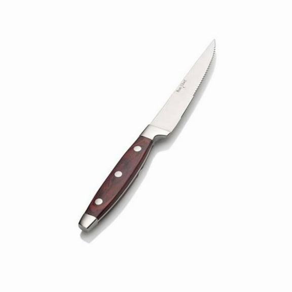 Bon Chef S938 9 in. Elegant Steak Knife with Pakka Wood Handle, Pack of 12