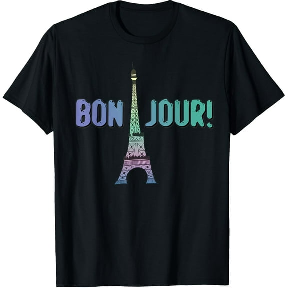 Bon Jour Paris, France Eiffel Tower Tee Shirt
