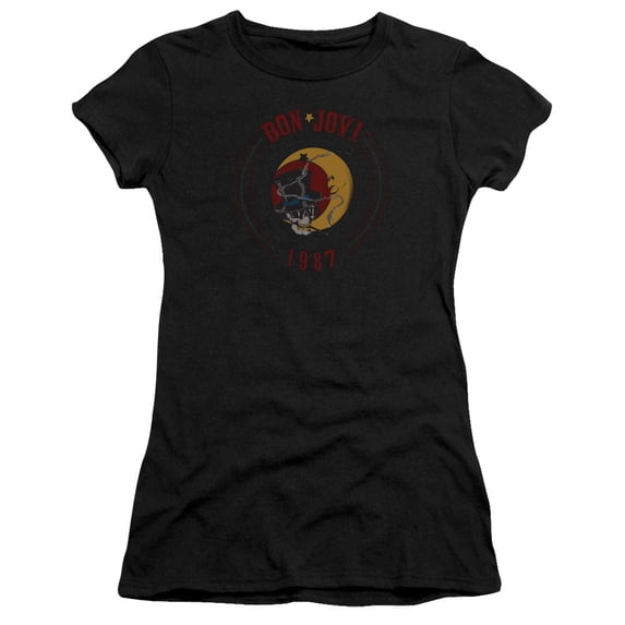 Bon Jovi 1987 Junior Women's Sheer T-Shirt Black