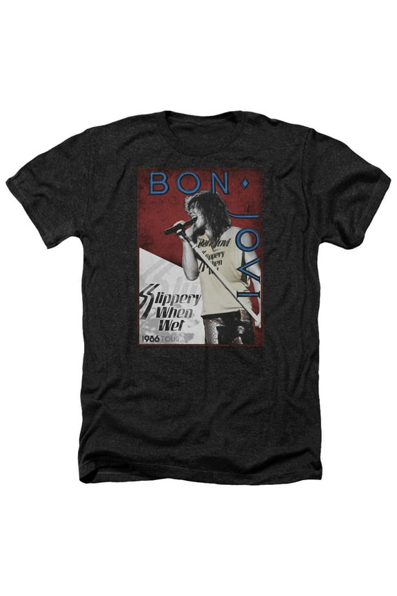 Bon Jovi - 86 Tour - Heather Short Sleeve Shirt - Small