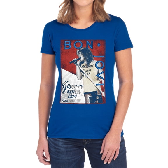 Bon Jovi 86 Tour Women's T Shirt, Royal, 2X-Large