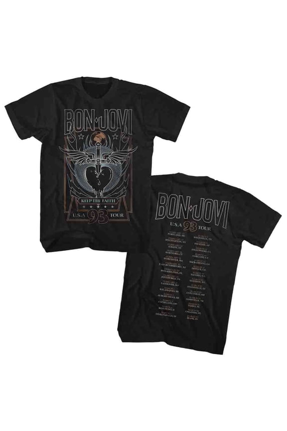 Bon Jovi 93 Tour Black Adult T-Shirt 2Xlt ***F&B***