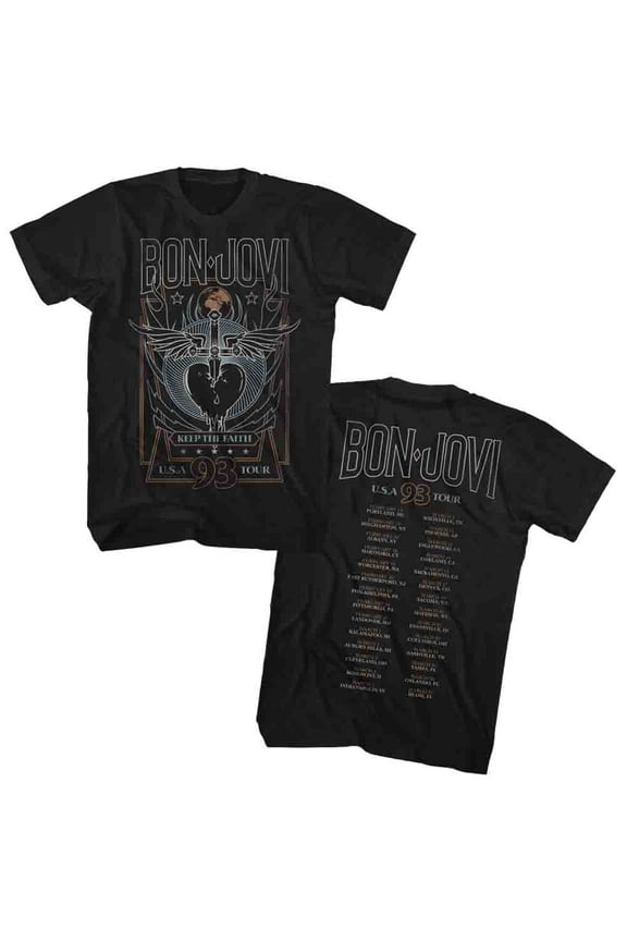 Bon Jovi '93 Tour Black Adult T-Shirt