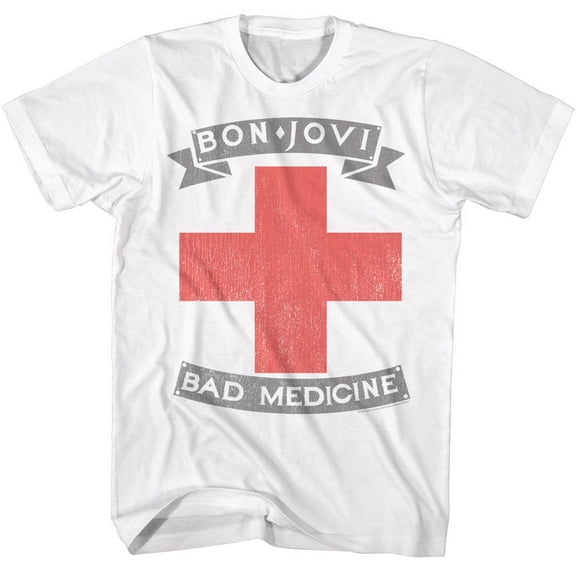 Bon Jovi Bad Medicine Cross White T-Shirt