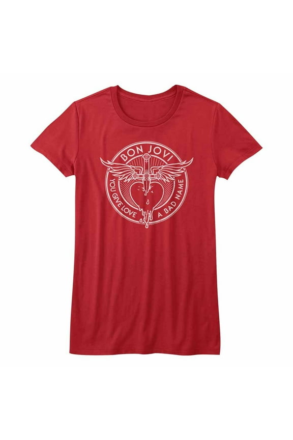 Bon Jovi Bad Name Red Junior Women's T-Shirt