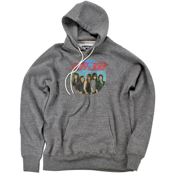 Bon Jovi Bon Sphere Unisex Adult Slim Fit Pull-Over Heather Hoodie, Athletic Heather, X-Large