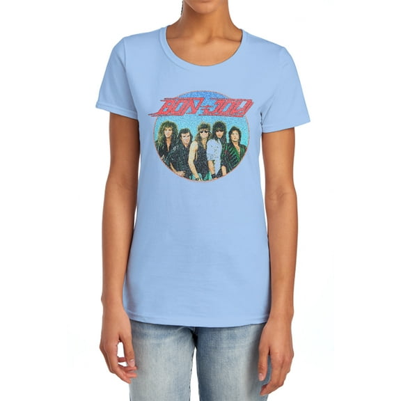 Bon Jovi Bon Sphere Women's T Shirt, Light Blue, X-Large