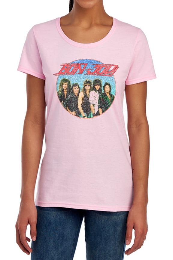 Bon Jovi Bon Sphere Women's T Shirt, Pink, X-Large