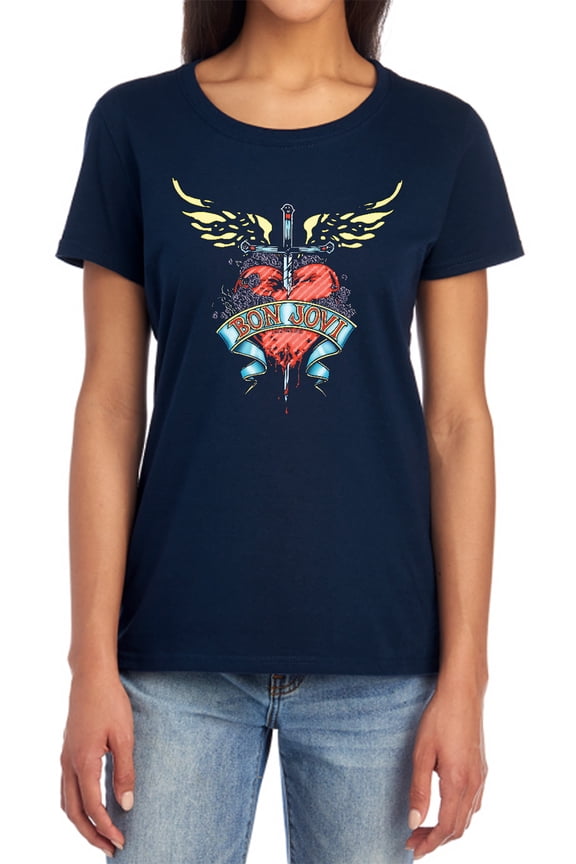 Bon Jovi Daggered Women's T Shirt, Navy, Large