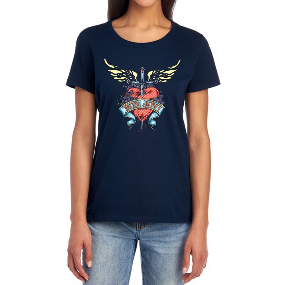Bon Jovi Daggered Women's T Shirt, Navy, Large