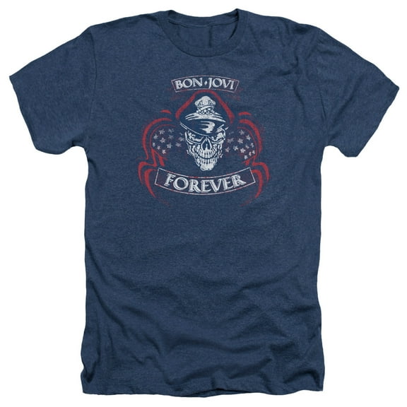 Bon Jovi - Forever Skull - Heather Short Sleeve Shirt - Small
