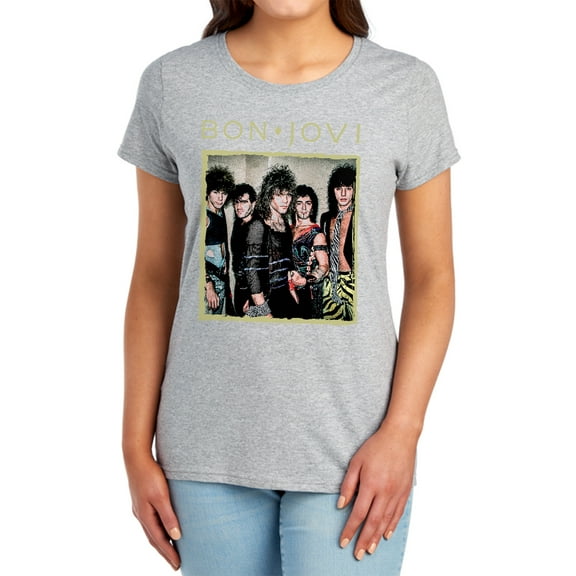 Bon Jovi Framed Women's T Shirt, Athletic Heather, Medium