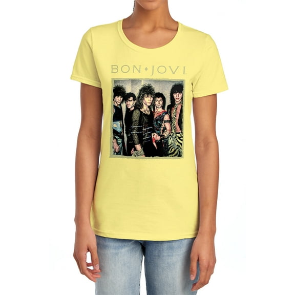 Bon Jovi Framed Women's T Shirt, Banana, Medium