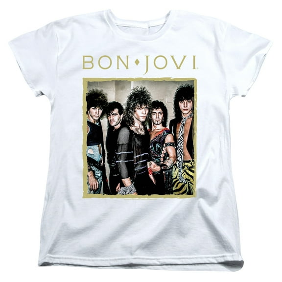 Bon Jovi Framed Women's T Shirt, White, Medium