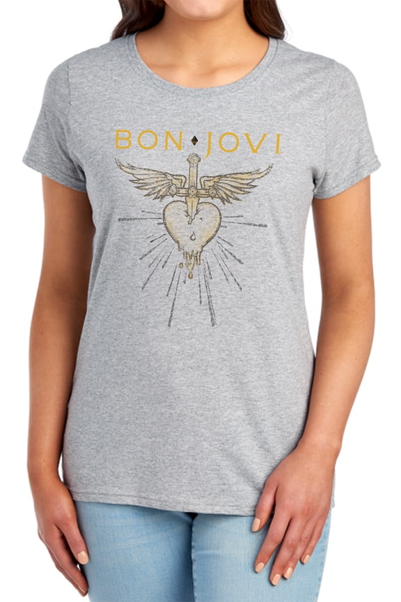 Bon Jovi Greatest Hits Women's T Shirt, Athletic Heather, Small