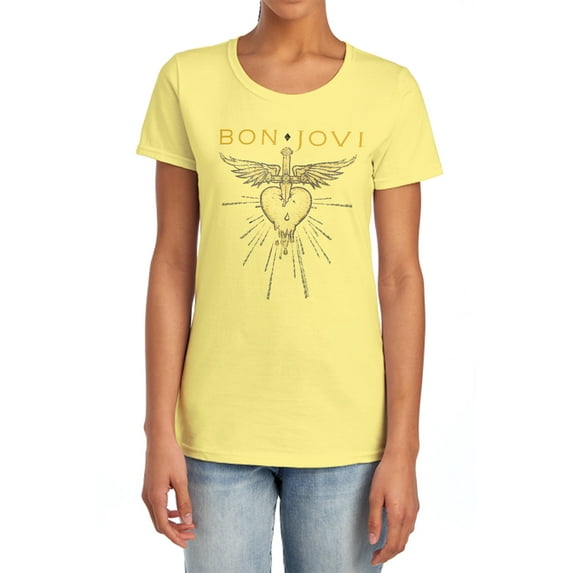 Bon Jovi Greatest Hits Women's T Shirt, Banana, 2X-Large