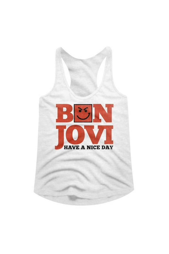 Bon Jovi Have A Nice Day White Junior Women's Racerback Tank Top T-Shirt