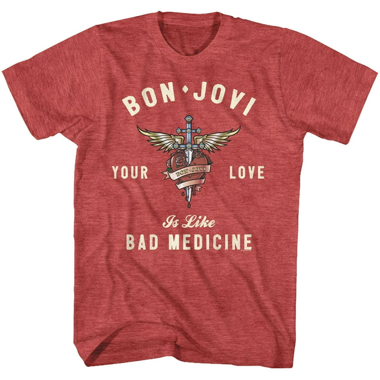 Bon Jovi Heart And Dagger Red Heather Adult T-Shirt - Walmart.com