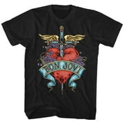 Bon Jovi Heart Black Adult T-Shirt