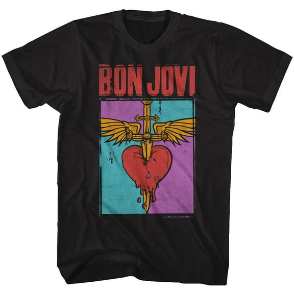 Bon Jovi Heart And Dagger Black Adult T-Shirt