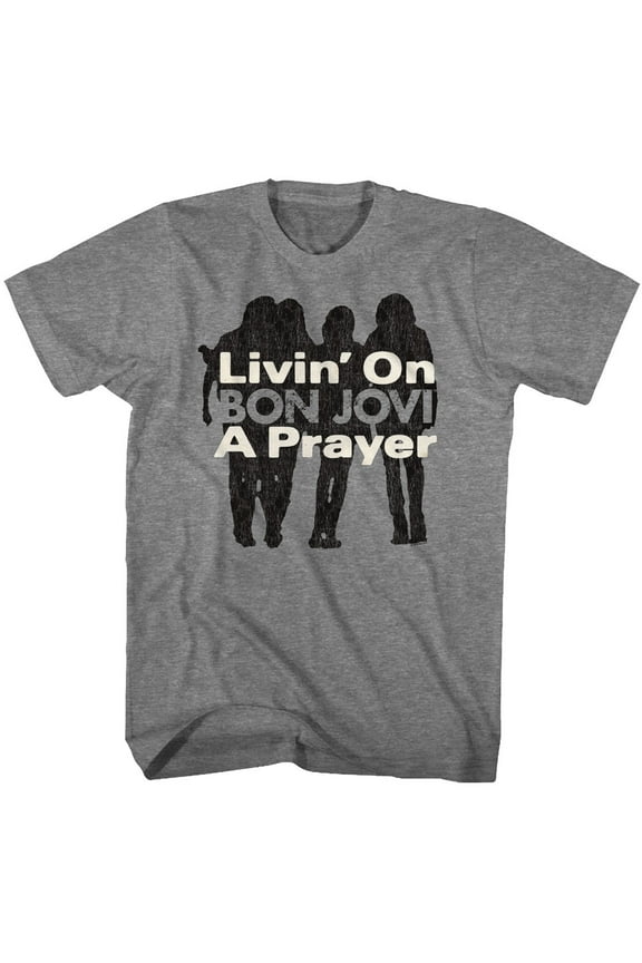 Bon Jovi Livin' On A Prayer Graphite Heather Adult T-Shirt