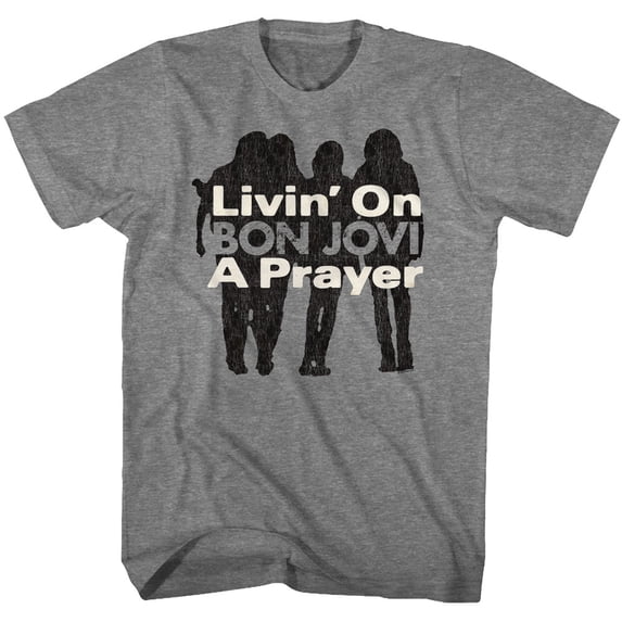 Bon Jovi Livin' On A Prayer Graphite Heather Adult T-Shirt