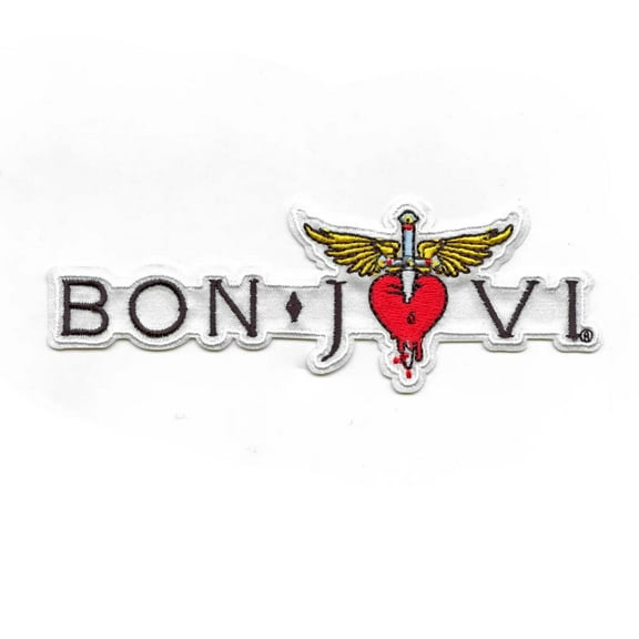 Bon Jovi Logo Patch Daggered Heart Rock Embroidered Iron On