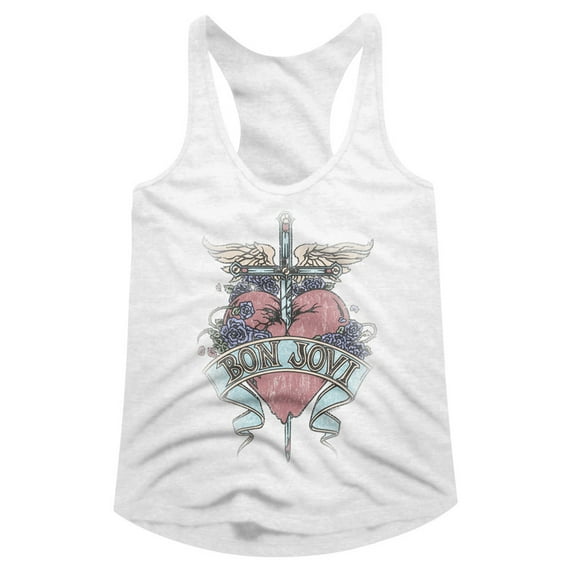 Bon Jovi Pierced White Junior Women's Racerback Tank Top T-Shirt