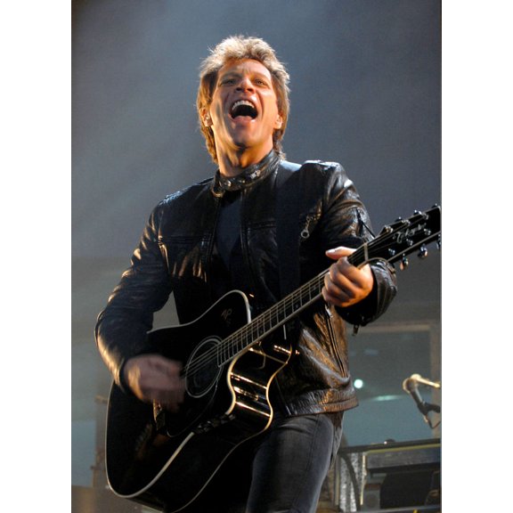 Bon Jovi Poster Leather Jacket Guitar Art Poster 24x36 Multi-Color Square Adults Poster Time