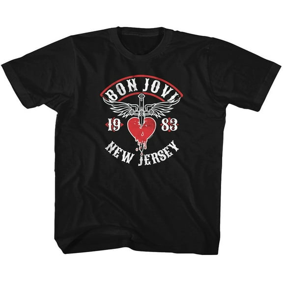 Bon Jovi Nj38 Black Youth T-Shirt S (7-8)