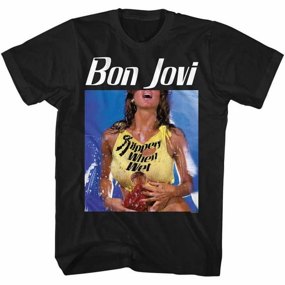 Bon Jovi Bon Slippery Black Adult T-Shirt 6Xl