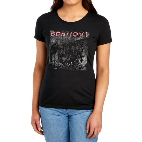 Bon Jovi Slippery Cover Women's T Shirt (X-Large) Black