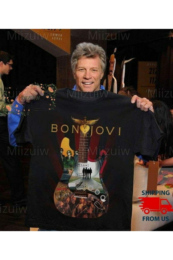 Bon Jovi T-Shirt, Bon Jovi Shirt, Bon Jovi Hoodie, Rock Music Shirt, Bon Jovi Merch, Shirt, Size L, Tee Black New