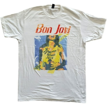 Bon Jovi Unisex T-Shirt Slippery When Wet Original Cover (Small)