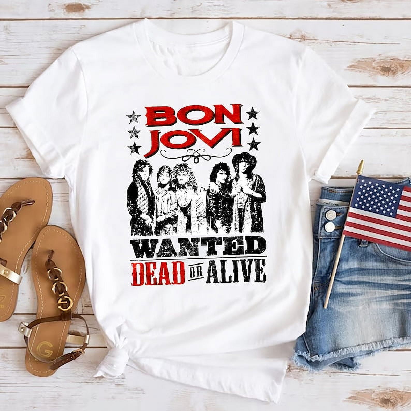 Bon Jovi Wanted Dead Or Alive T Shirt Bon Jovi Shirt Gift For Fan Bon Jovi Band 90s Vintage Shirt Bon Jovi Rock Shirt Jon Bon Jovi Shirt Size2XL Walmart