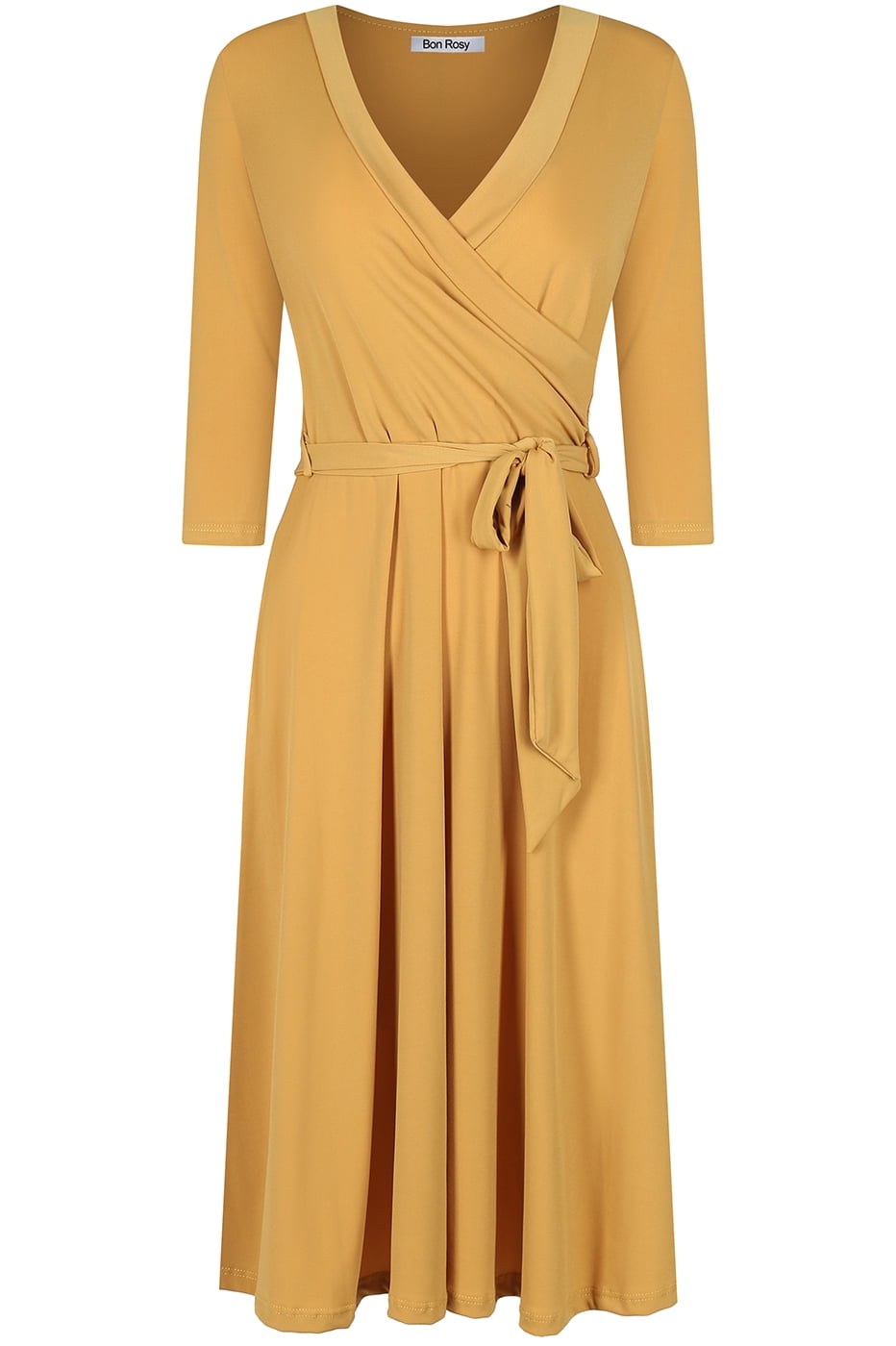 mustard knee length dress Petite Studio's Elisha Tencel Dress in Mustard