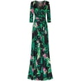 thumbnail image 1 of Bon Rosy, Women's, 3/4 Sleeve V-Neck Printed Maxi Faux Wrap Dress, Black Pink, XL, 1 of 3