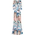 thumbnail image 1 of Bon Rosy, Women's, 3/4 Sleeve V-Neck Printed Maxi Faux Wrap Dress, Blush Navy, S, 1 of 2