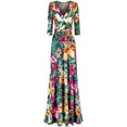 thumbnail image 1 of Bon Rosy, Women's, 3/4 Sleeve V-Neck Printed Maxi Faux Wrap Dress, Navy, S, 1 of 2