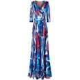 thumbnail image 1 of Bon Rosy, Women's, 3/4 Sleeve V-Neck Printed Maxi Faux Wrap Dress, Royal Red, L, 1 of 3